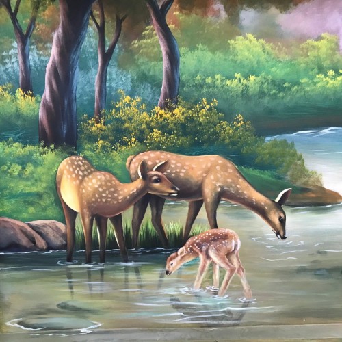 Vẽ tranh tường 3d động vật